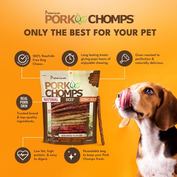 Premium Pork Chomps Munchy Sticks Dog Treats
