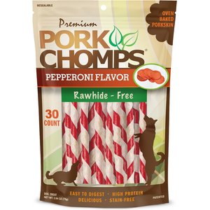 Pork Chomps Pepperoni Flavor Twists Dog Treats, Mini, 30 count