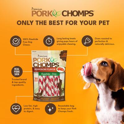 Show full view: Pork Chomps Pepperoni Flavor Twists Dog Treats, Mini, 30 count slide 5 of 12
