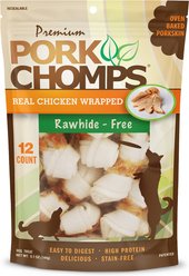 Pork Chomps Real Chicken Wrapped Knotz Dog Treats, 2.5-in, 12 count
