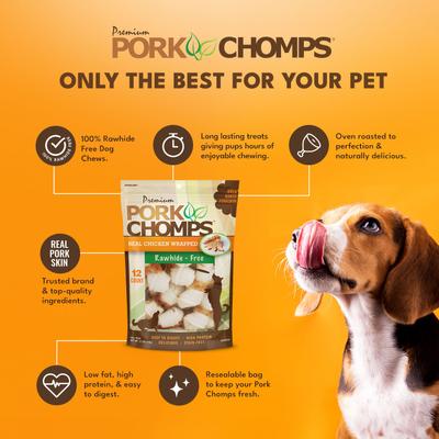 Show full view: Pork Chomps Real Chicken Wrapped Knotz Dog Treats, 2.5-in, 12 count slide 5 of 10
