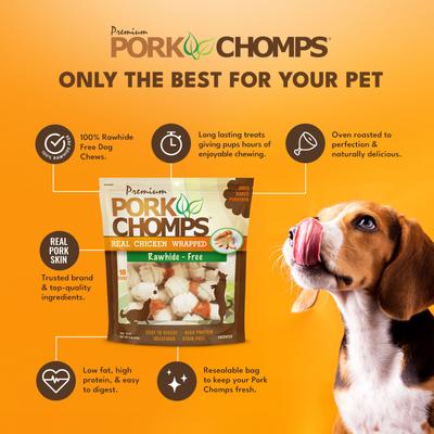 Show full view: Pork Chomps Real Chicken Wrapped Knotz Dog Treats, 3 - 4 in, 18 count slide 5 of 12