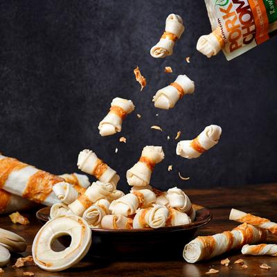 Show full view: Pork Chomps Real Chicken Wrapped Knotz Dog Treats, 3 - 4 in, 18 count slide 7 of 12