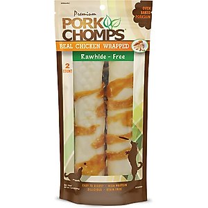 Pork Chomps Real Chicken Wrapped Rolls Dog Treats, 8-in roll, 2 count