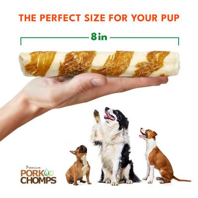 Show full view: Pork Chomps Real Chicken Wrapped Rolls Dog Treats, 8-in roll, 2 count slide 6 of 11