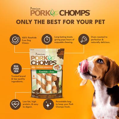 Show full view: Pork Chomps Real Chicken Wrapped Twists Dog Treats, Large, 4 count slide 5 of 10