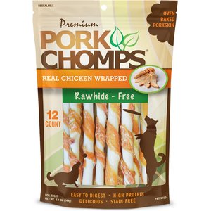 Pork Chomps Real Chicken Wrapped Twists Dog Treats, Mini, 12 count