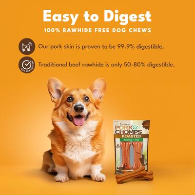 Show full view: Pork Chomps Roasted Pressed Bone Dog Treats, 4.5-in, 2 count slide 4 of 9