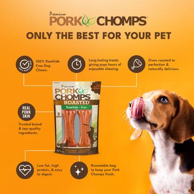 Show full view: Pork Chomps Roasted Pressed Bone Dog Treats, 4.5-in, 2 count slide 5 of 9