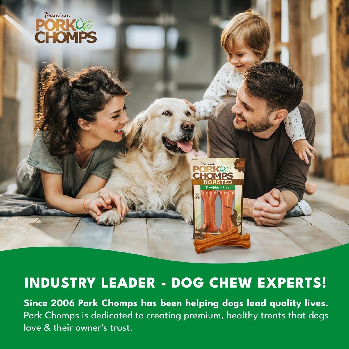 Premium Pork Chomps Peppermint Compressed Bone Dog Treat