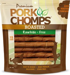 Pork Chomps Roasted Twists Dog Treats, Large, 15 count