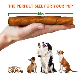 Pork Chomps Roasted Twists Dog Treats, Large, 15 count