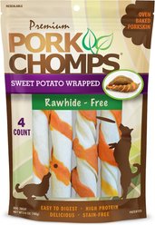 Pork Chomps Sweet Potato Wrapped Twists Dog Treats, Large, 4 count