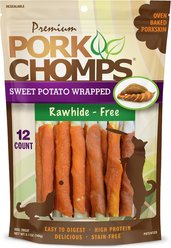 Pork Chomps Sweet Potato Wrapped Twists Dog Treats, Mini, 12 count