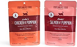 Portland Pet Food Company Boots' Salmon & Luke's Chicken Homestyle Variety Pack Grain-Free Puree Wet Cat Food, 2.6-oz pouch, case of 8