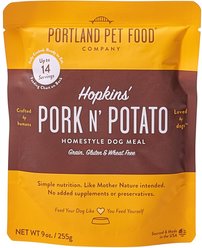 Portland Pet Food Company Hopkins' Pork N' Potato Homestyle Wet Dog Food Topper, 9-oz pouch, case of 4