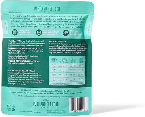 Show full view: Portland Pet Food Company Rosie's Beef N' Rice Homestyle Wet Dog Food Topper, 9-oz pouch, case of 4 slide 3 of 11