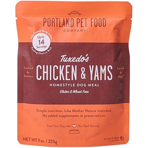 Portland Pet Food Company Tuxedo's Chicken & Yams Homestyle Wet Dog Food Topper, 9-oz pouch, case of 4