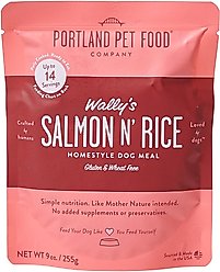 Portland Pet Food Company Wally's Salmon N' Rice Homestyle Wet Dog Food Topper, 9-oz pouch, case of 4