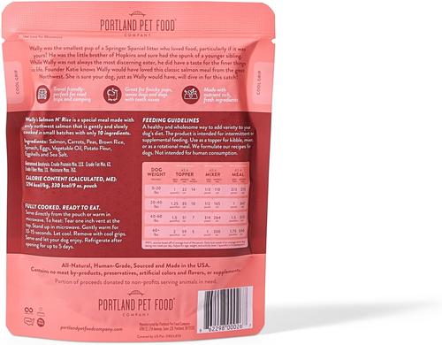 Show full view: Portland Pet Food Company Wally's Salmon N' Rice Homestyle Wet Dog Food Topper, 9-oz pouch, case of 4 slide 3 of 10