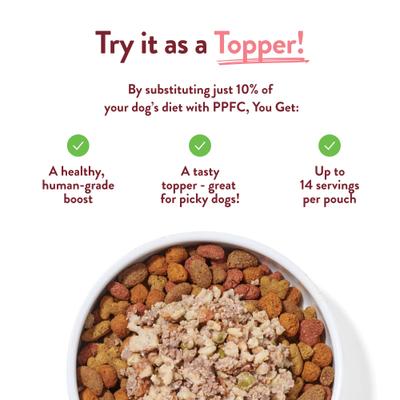 Show full view: Portland Pet Food Company Wally's Salmon N' Rice Homestyle Wet Dog Food Topper, 9-oz pouch, case of 4 slide 5 of 10