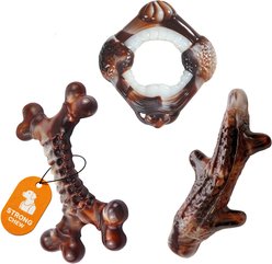 Potaroma Nylon Spine Bone, Jaw Ring & Antler Stick Shapes Bacon Flavor Exercise Chew Dog Toy, Coffee, 3 count slide 1 of 9