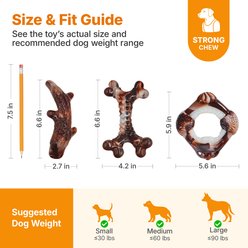 Potaroma Nylon Spine Bone, Jaw Ring & Antler Stick Shapes Bacon Flavor Exercise Chew Dog Toy, Coffee, 3 count slide 2 of 9