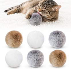 Potaroma Rabbit Fur Ball Cat Toy with Catnip
