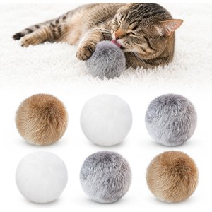 Potaroma Rabbit Fur Ball Cat Toy with Catnip