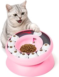 Potaroma Slow Feeder Bowl Interactive Puzzle Feeder with Rotating Treat Holes, Anti-Gulping Digestion & Boredom Relief Cat Toy, Pink