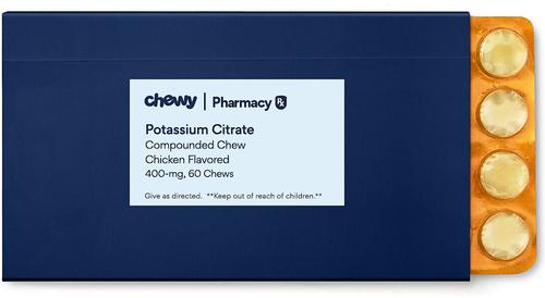Show full view: Potassium Citrate Compounded Chicken Chew, 400 mg, 60 chews for Veterinary use slide 2 of 8