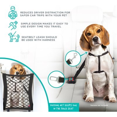 Pounce + Fetch Pounce + Fetch Adjustable Nylon Seatbelt Dog Leash, Black