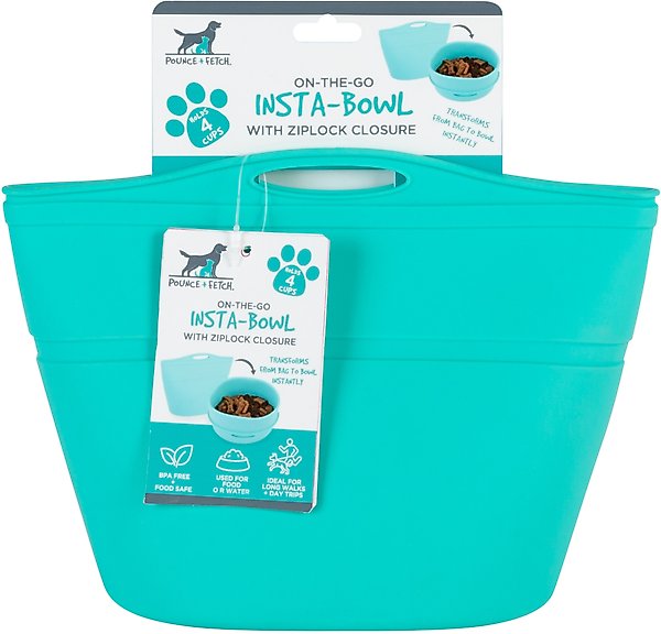 Show full view: Pounce + Fetch Heavy Duty Silicone Travel Bag Bowl, Aqua, 4-cup slide 1 of 9