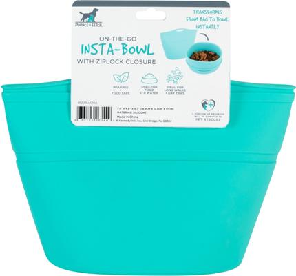 Show full view: Pounce + Fetch Heavy Duty Silicone Travel Bag Bowl, Aqua, 4-cup slide 3 of 9