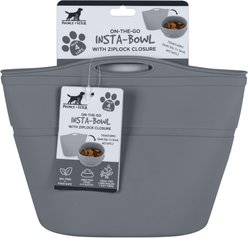 Pounce + Fetch Heavy Duty Silicone Travel Bag Bowl, Gray, 4-cup