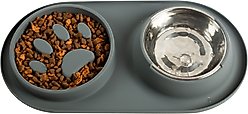 Pounce + Fetch Silicone Double Bowl Slow Feeder, 10-oz, Grey slide 2 of 7