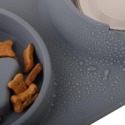 Show full view: Pounce + Fetch Silicone Double Bowl Slow Feeder, 10-oz, Grey slide 6 of 7