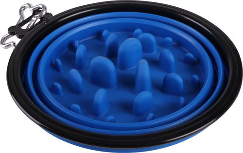 Show full view: Pounce + Fetch Slow Feeder Collapsible Bowl, Assorted Colors slide 1 of 7