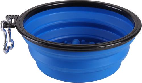 Show full view: Pounce + Fetch Slow Feeder Collapsible Bowl, Assorted Colors slide 2 of 7