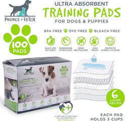 Pounce + Fetch Ultra Absorbent Dog Training Pads, 100 count