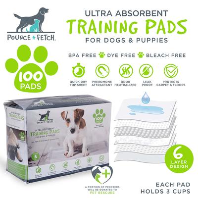 Show full view: Pounce + Fetch Ultra Absorbent Dog Training Pads, 100 count slide 1 of 7