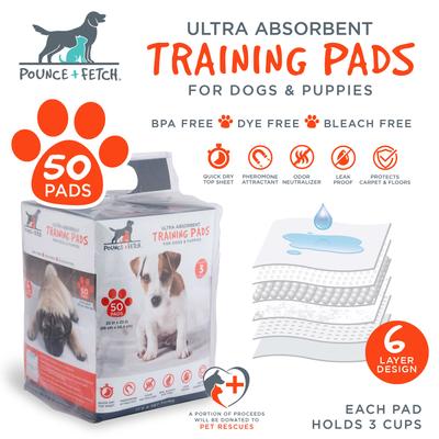 Show full view: Pounce + Fetch Ultra Absorbent Dog Training Pads, 50 count slide 1 of 7