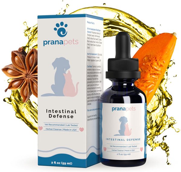PRANA PETS Intestinal Defense Herbal Dewormer Liquid Supplement for