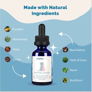 Prana Pets Intestinal Defense Herbal Dewormer Liquid Supplement for Cats & Dogs, 2-fl oz bottle