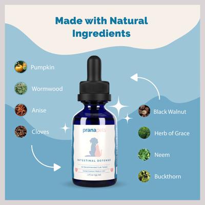 Show full view: Prana Pets Intestinal Defense Herbal Dewormer Liquid Supplement for Cats & Dogs, 2-fl oz bottle slide 5 of 9