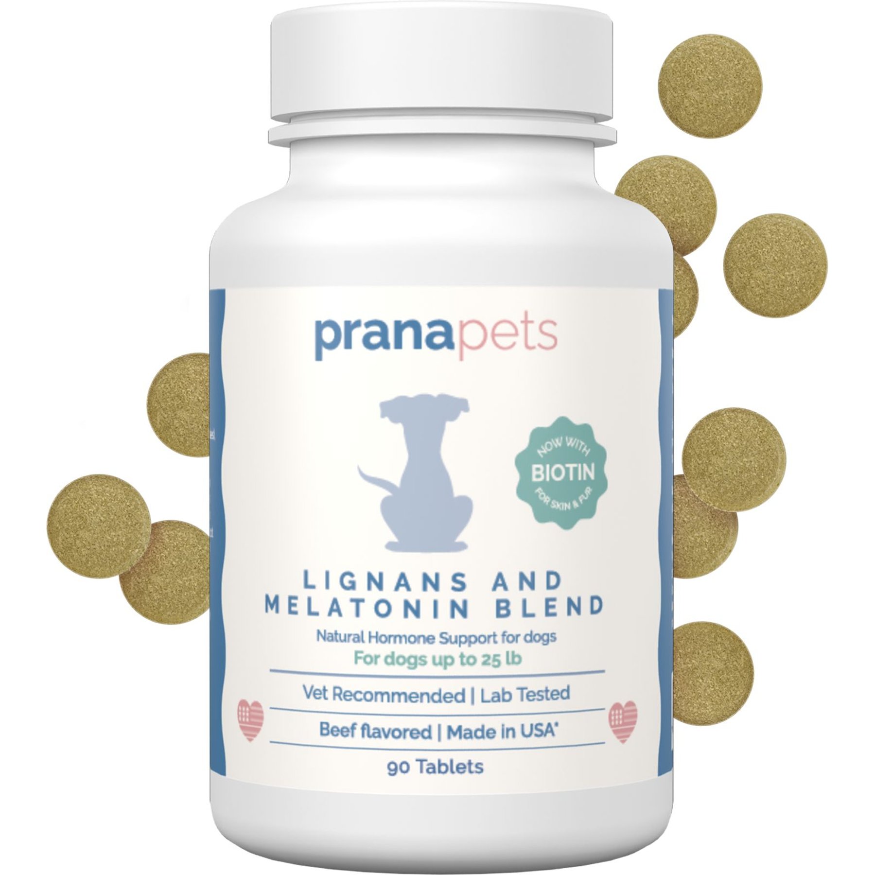 Prana Pets Lignans & Melatonin with Biotin for Cushing's Disease Support for Dogs, 0-25 lbs, 90 count