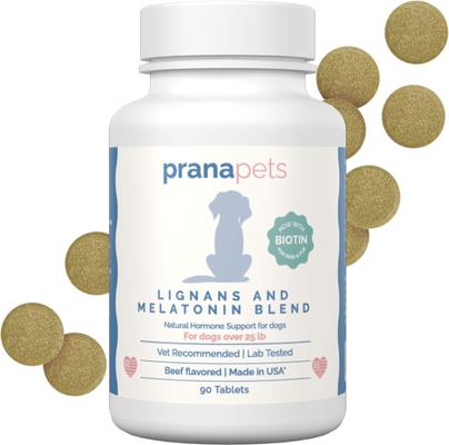 Show full view: Prana Pets Lignans & Melatonin with Biotin for Cushing's Disease Support for Dogs, 26+ lbs, 90 count slide 1 of 10
