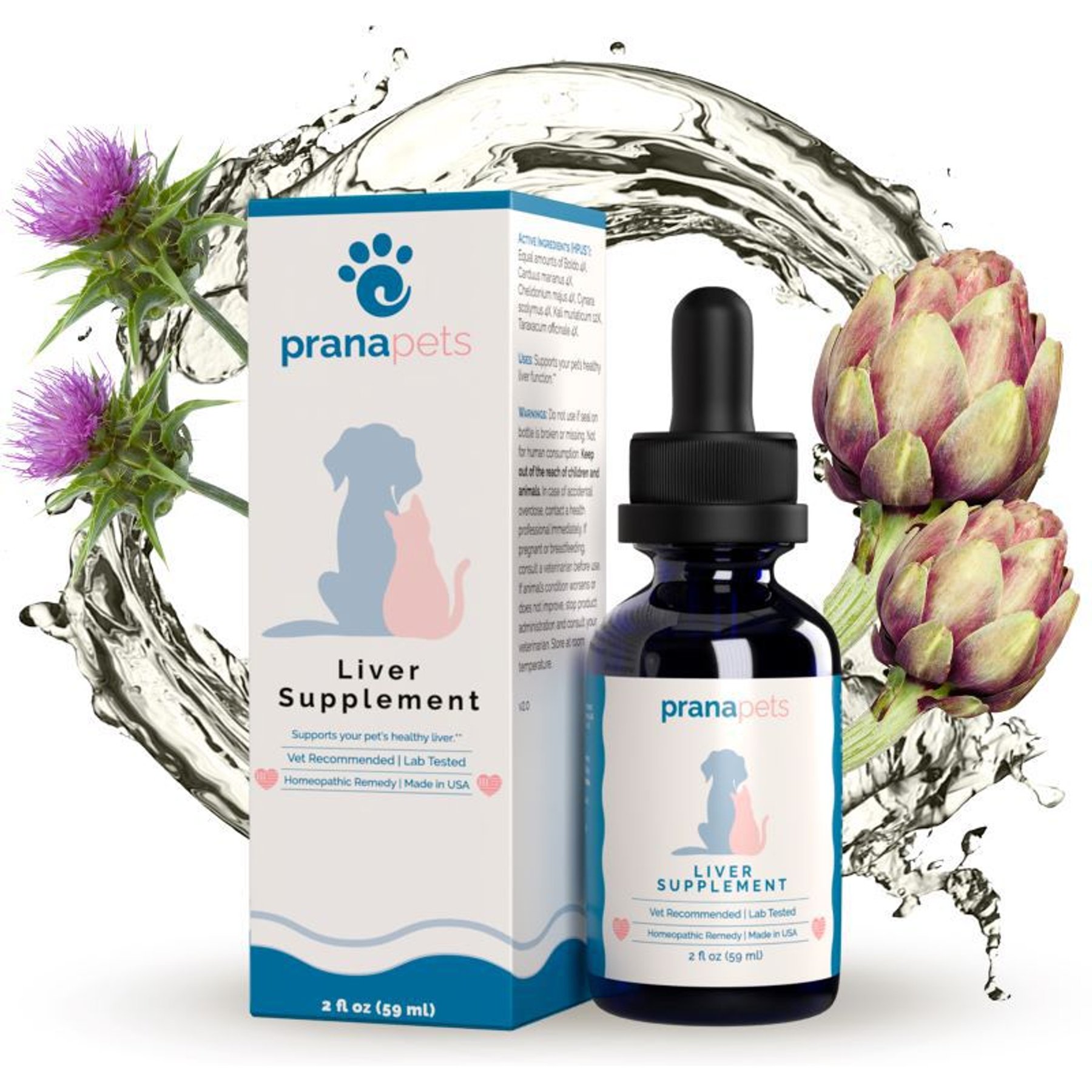 Prana Pets Liver Function Support Liquid Cat & Dog Supplement, 2-fl oz bottle