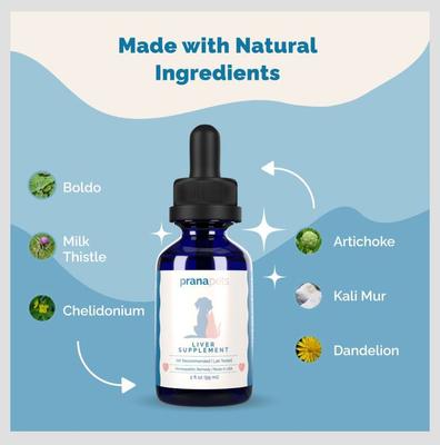 Show full view: Prana Pets Liver Function Support Liquid Cat & Dog Supplement, 2-fl oz bottle slide 5 of 10
