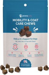 Prana Pets Mobility & Coat Care Bacon Flavored Soft Chew Joint Supplement for Dogs, 60 count